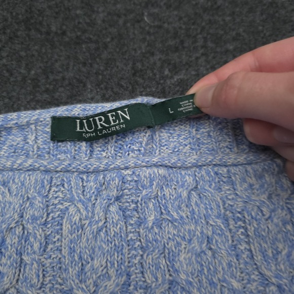 Lauren Ralph Lauren Womens Large Cable Knit Sweater Coastal Coho Classic Preppy - Picture 5 of 6